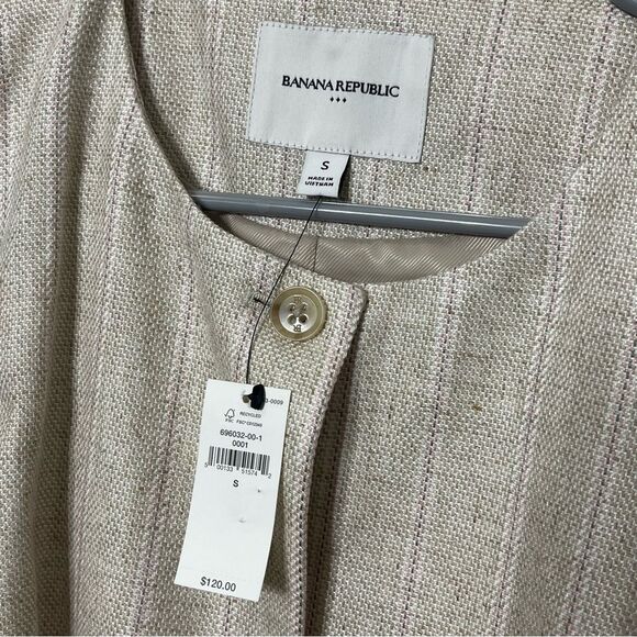 Banana Republic New Cutaway Vest Womens Small Neutral Button Front Linen Blend - Picture 6 of 7